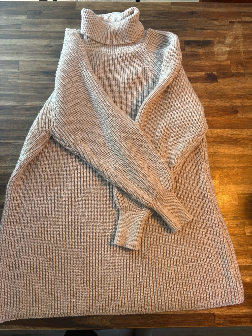 Turtleneck Ribbed Knit Sweater Dress